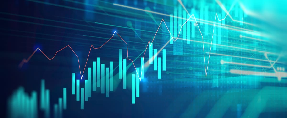 Financial stock market graph on an abstract background.