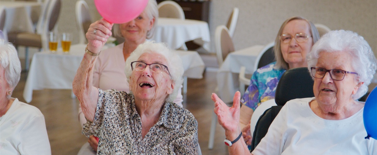 A group of seniors in a retirement home.