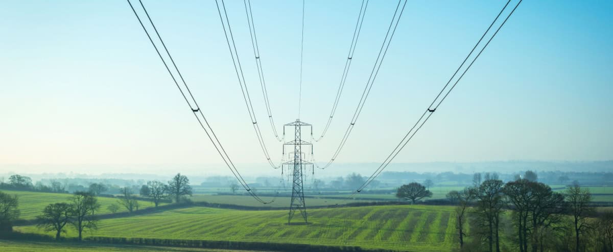 Power lines in Kent, UK.